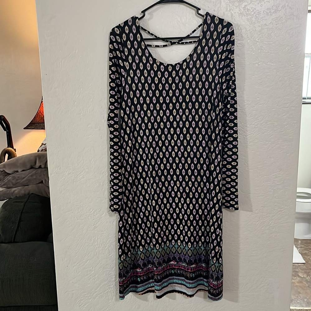 Loveappella maxi Black Patterned Dress